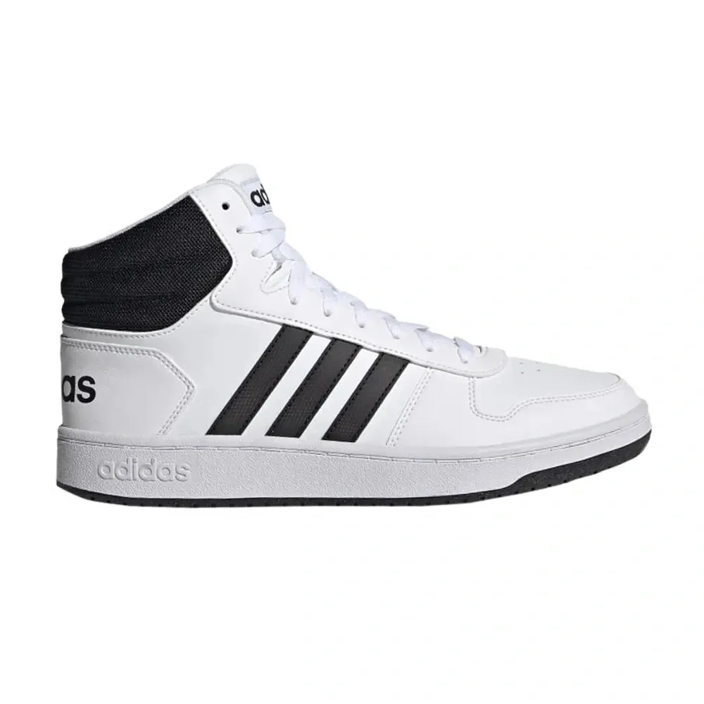 Adidas White and Black Mid-Top Hoops 2.0 Sneakers 11